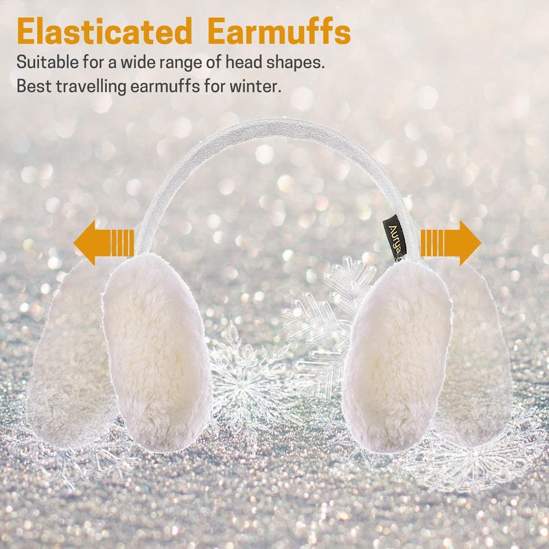 Aurya Kids Classic Ear Warmers/Earmuffs-Winter Faux Fur Warm Ear Muffs for Boys and Girls (Off-white) - Image 4